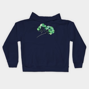 Gingko Branch Watercolor Illustration Kids Hoodie